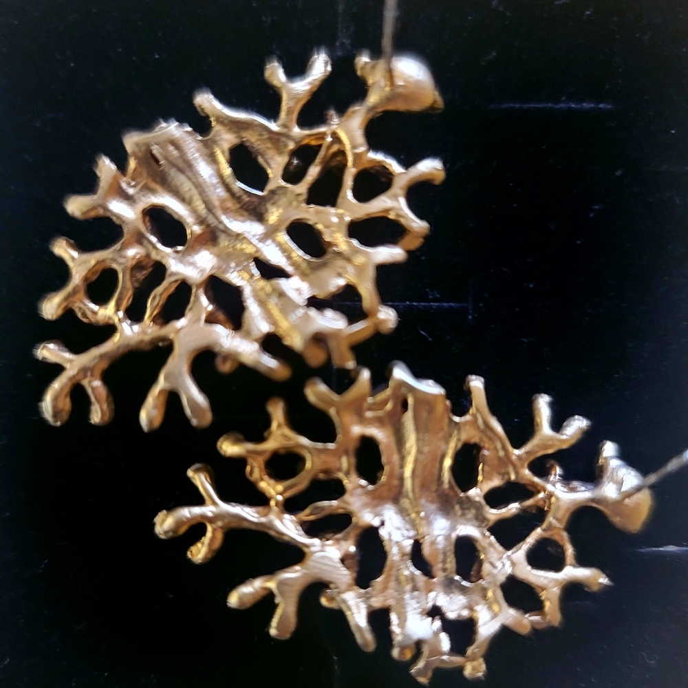 Stunning Coral Reef Free-Form Handmade Statement Earrings Designer Aida Bergsen - Picture 4 of 4